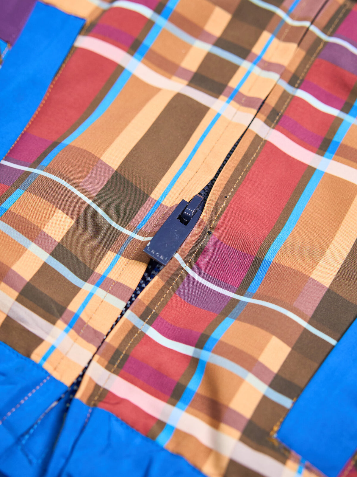 Sacai Plaid Check-Panel Zip-Up Trench Blouson Jacket