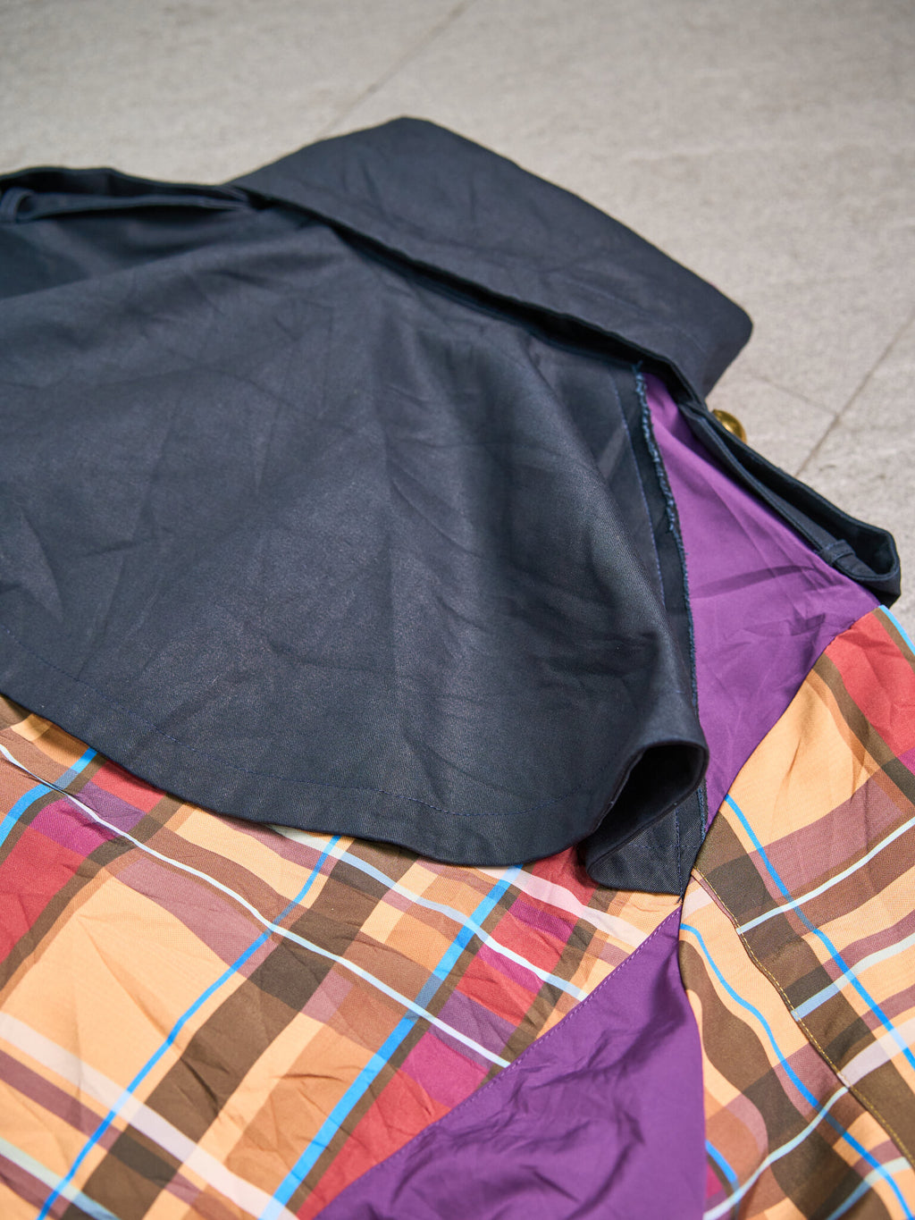 Sacai Plaid Check-Panel Zip-Up Trench Blouson Jacket