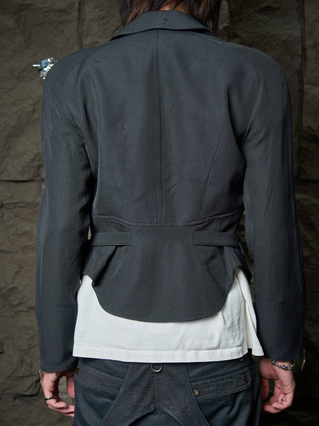 Vintage Thierry Mugler Wool Gabardine Zip Up Moto Jacket
