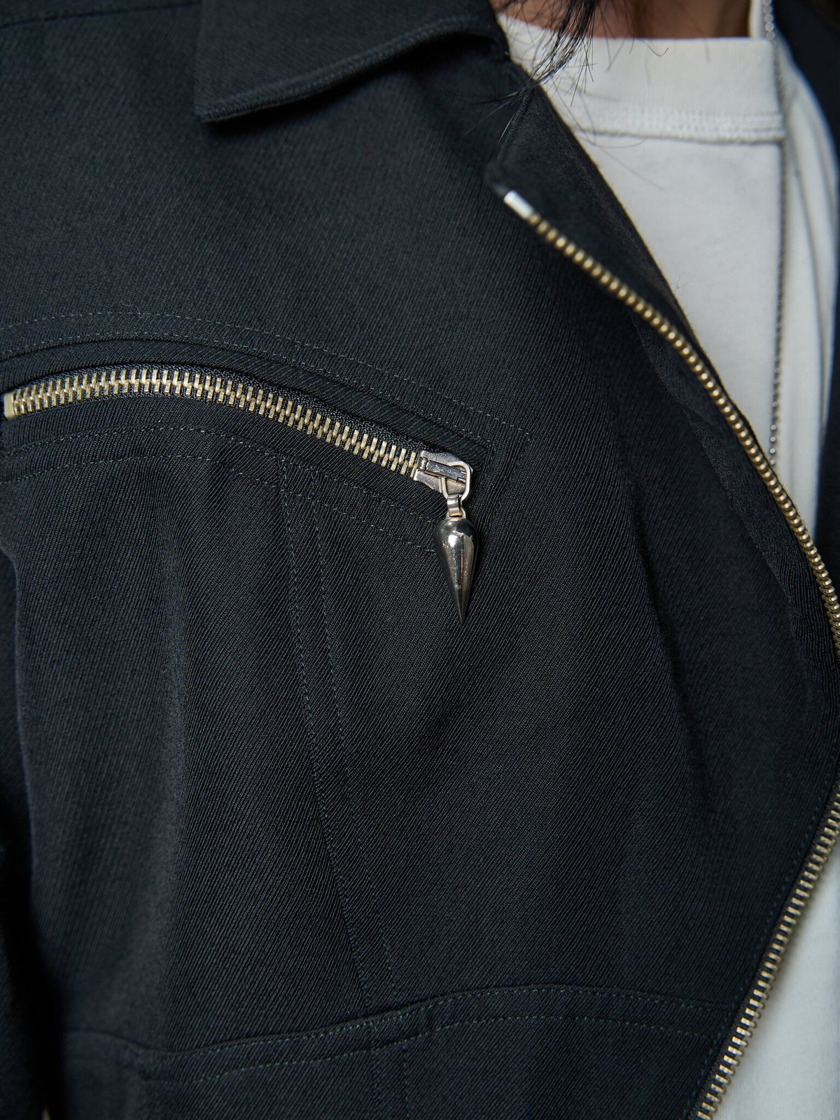 Vintage Thierry Mugler Wool Gabardine Zip Up Moto Jacket