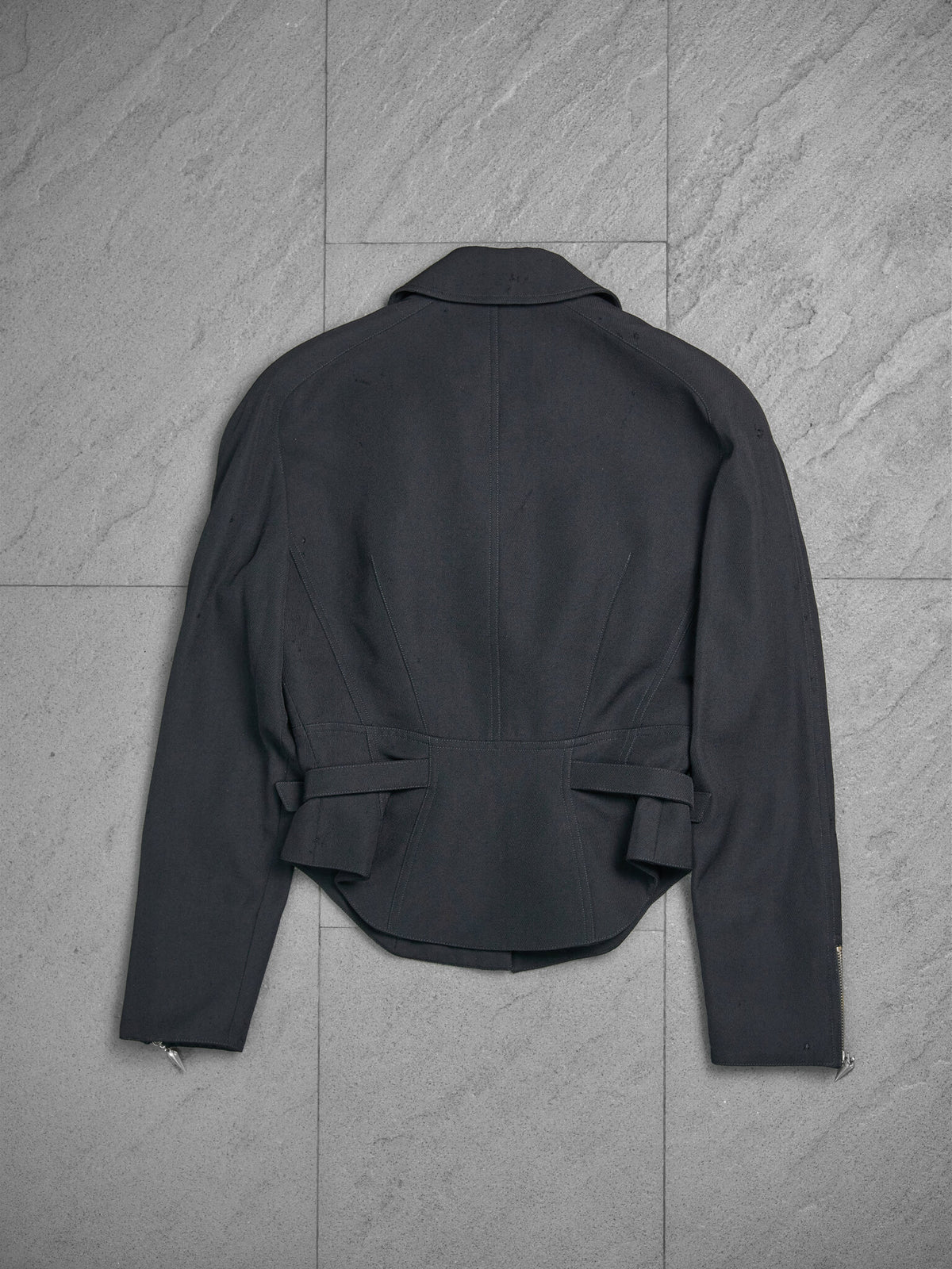Vintage Thierry Mugler Wool Gabardine Zip Up Moto Jacket