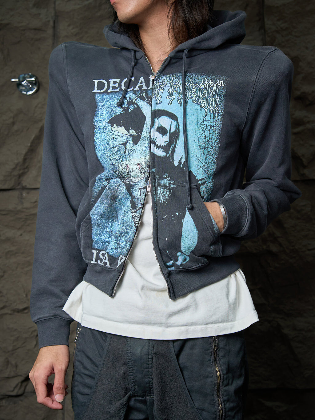 Vetements x COF Sharp Shoulder Zip Up Hoodie