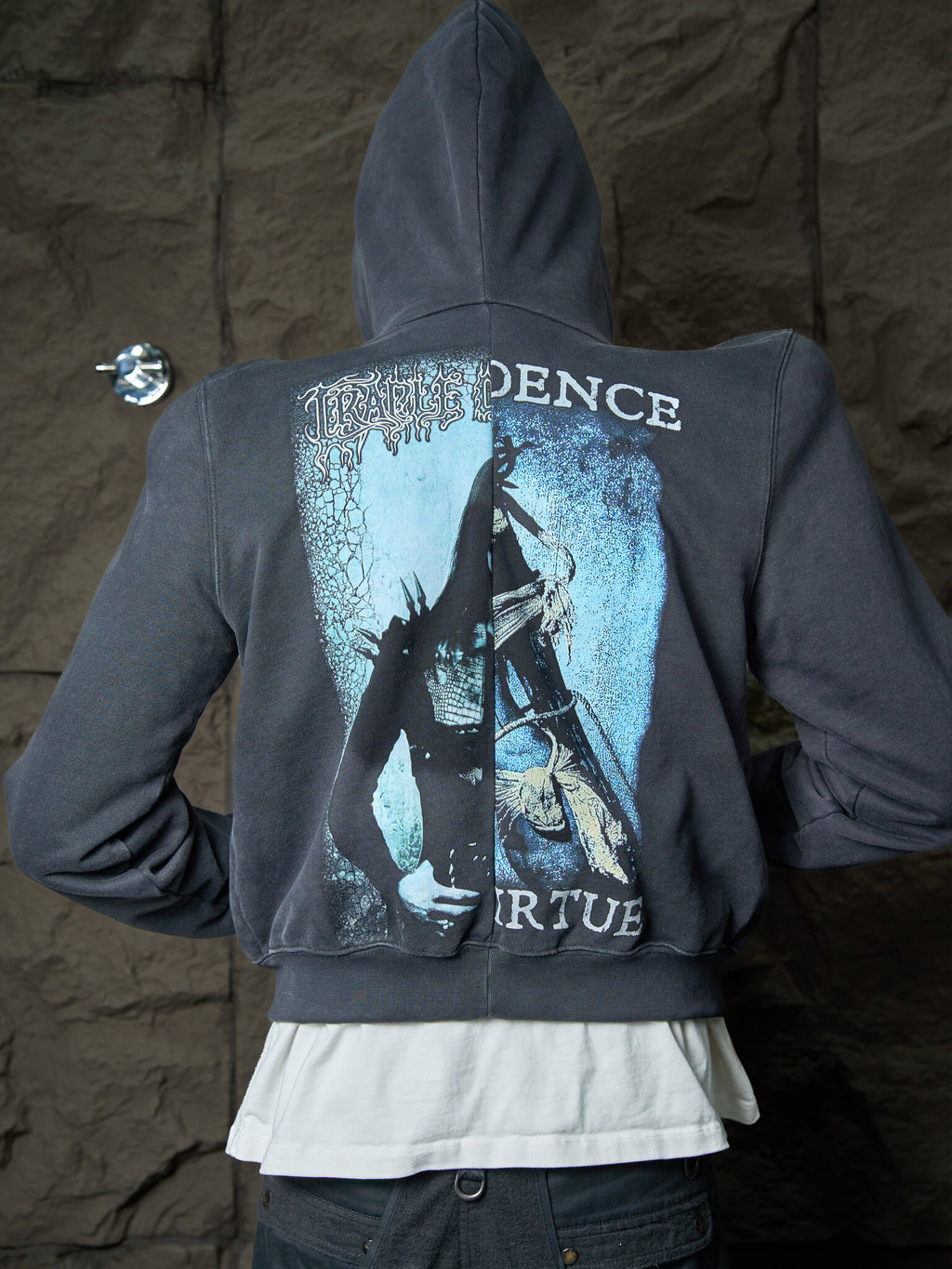 Vetements x COF Sharp Shoulder Zip Up Hoodie