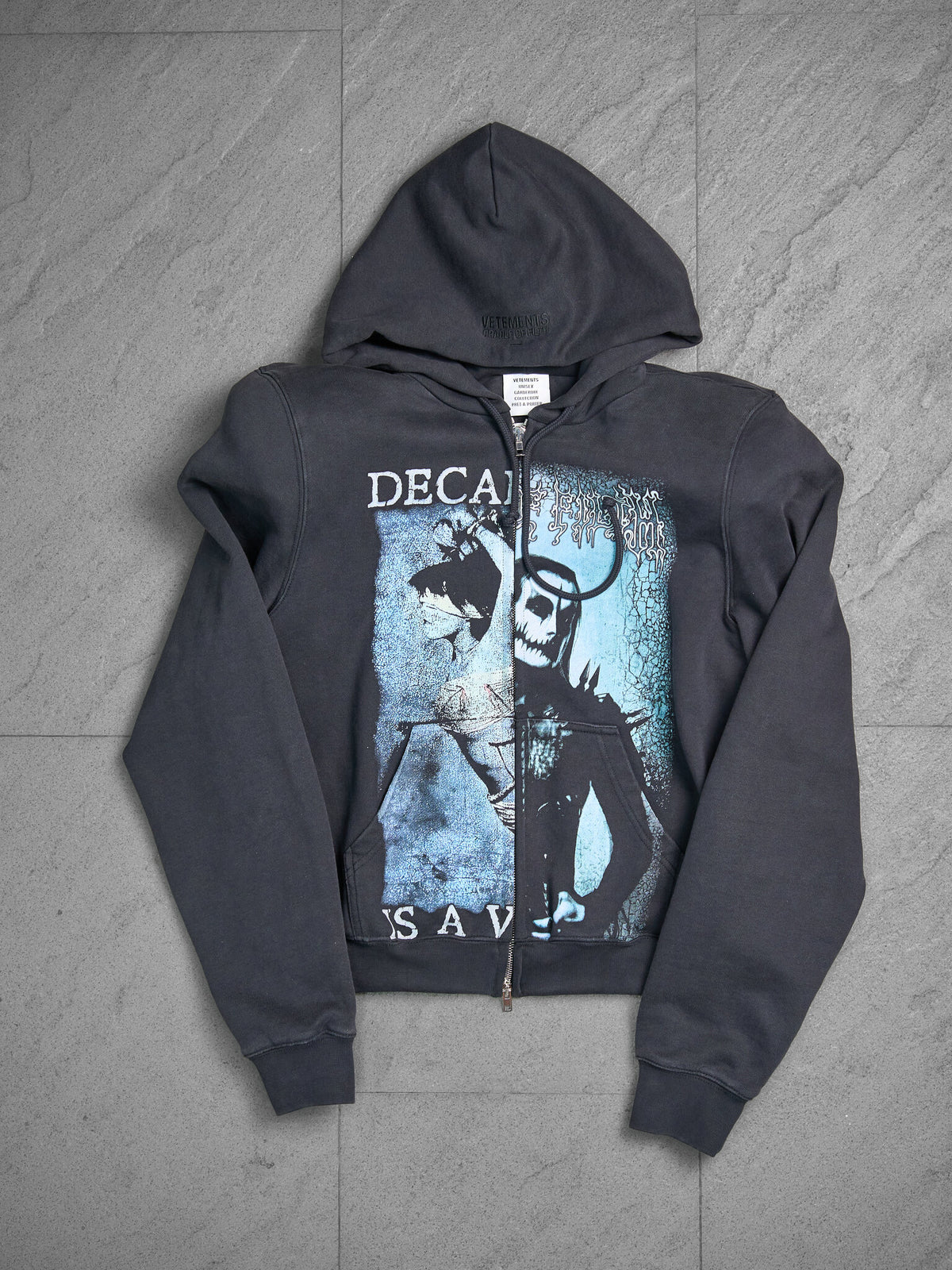 Vetements x COF Sharp Shoulder Zip Up Hoodie