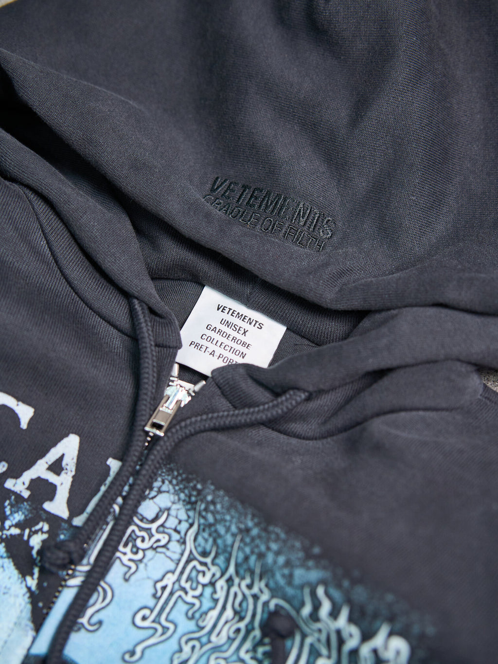 Vetements x COF Sharp Shoulder Zip Up Hoodie