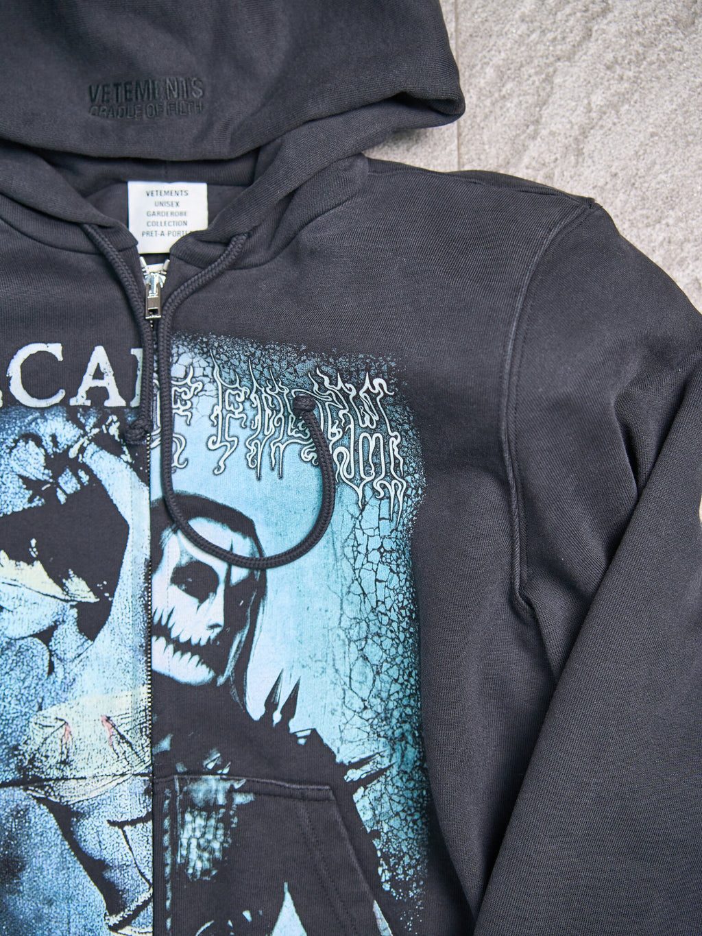 Vetements x COF Sharp Shoulder Zip Up Hoodie