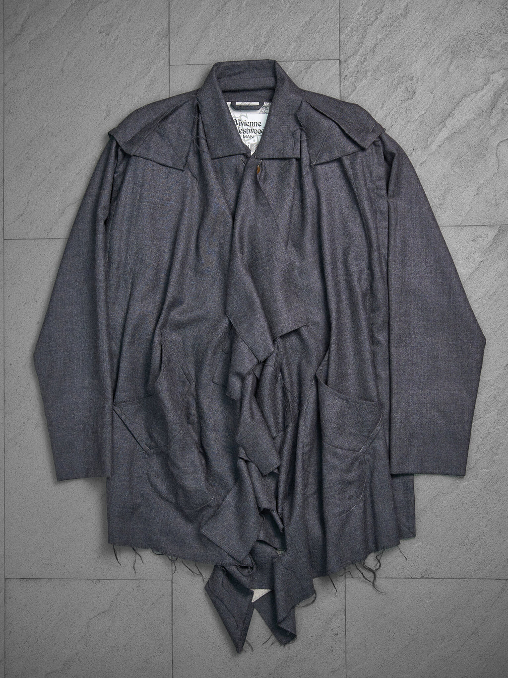 Vivienne Westwood Asymmetrical Raw-Edge Draped Coat