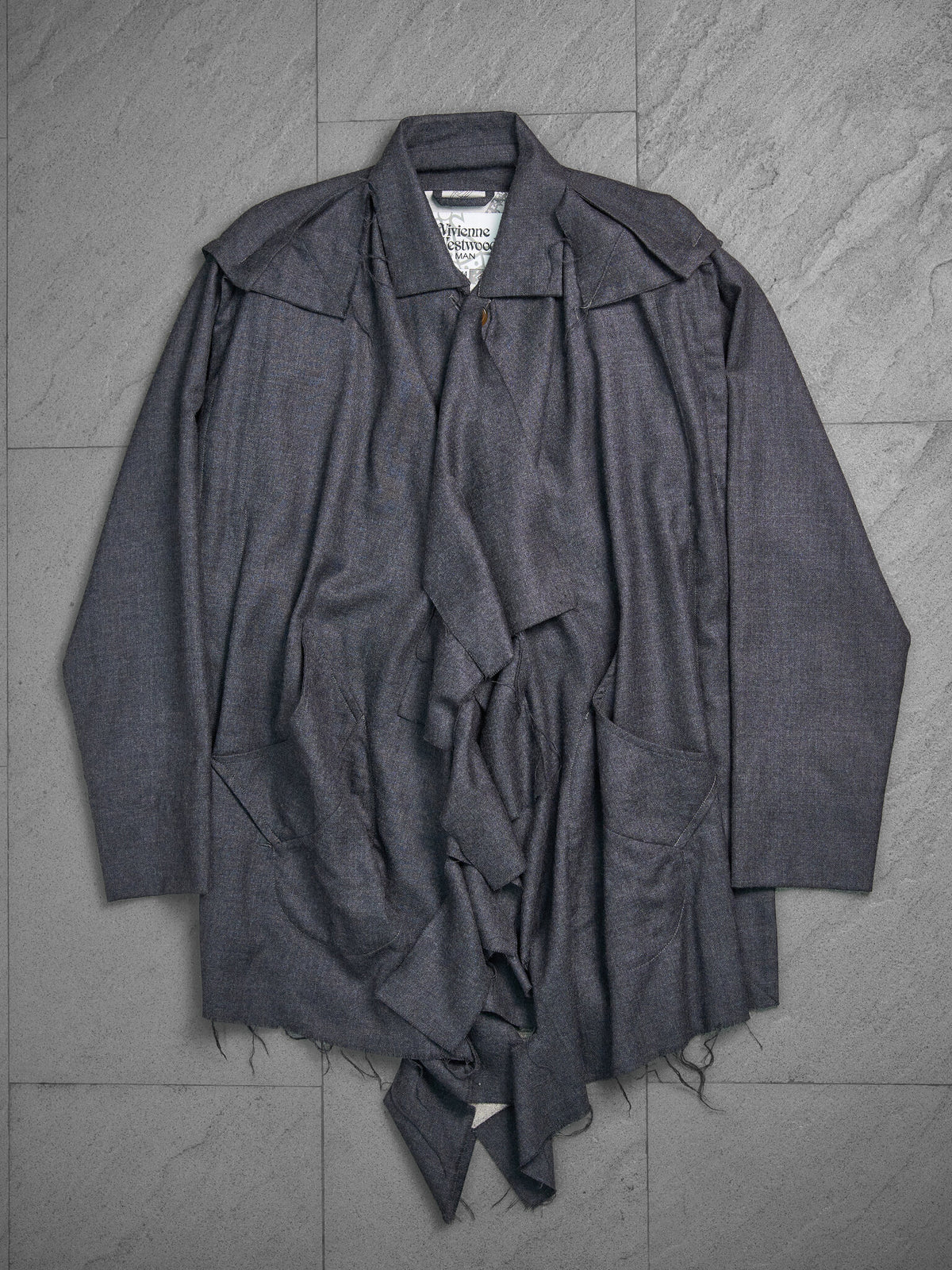 Vivienne Westwood Asymmetrical Raw-Edge Draped Coat