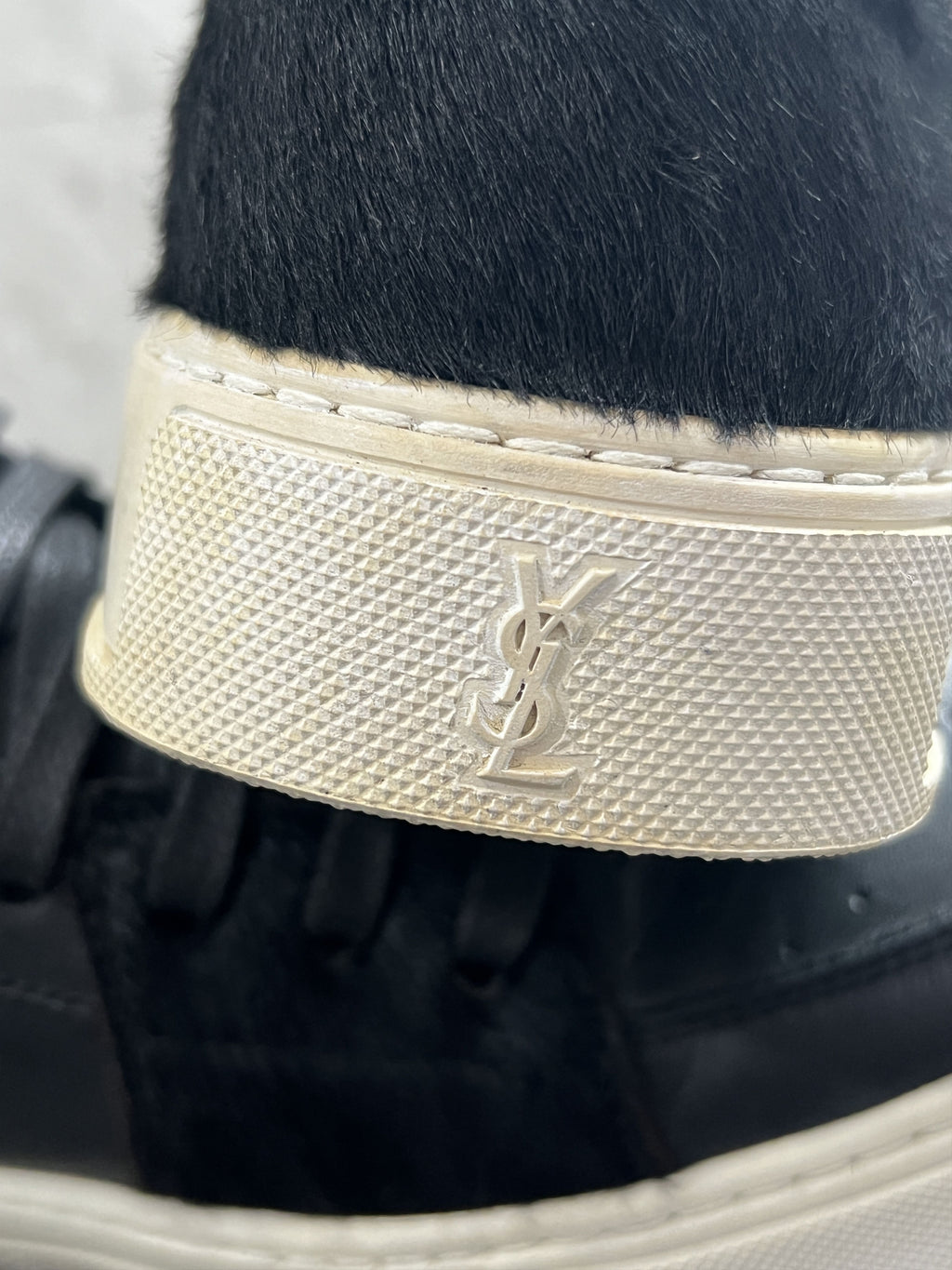 Yves Saint Laurent Leather Pony Hair High Sneakers Black 40