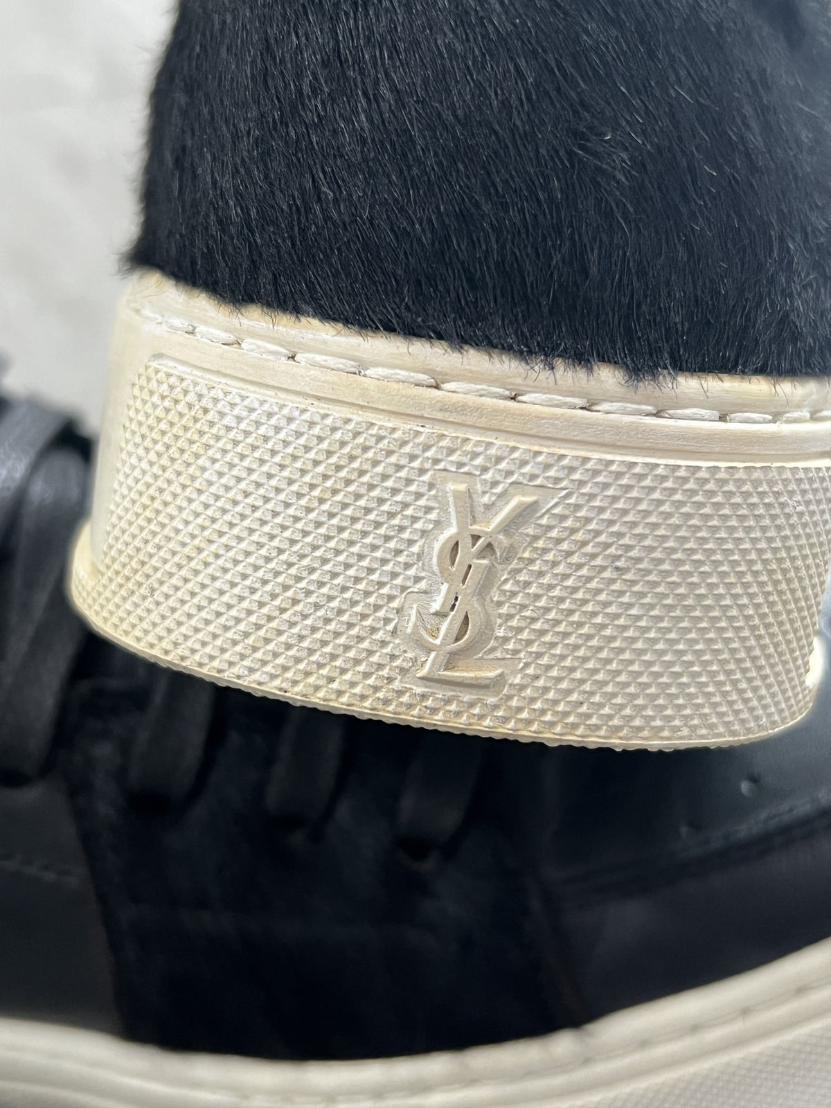 Yves Saint Laurent Leather Pony Hair High Sneakers Black 40