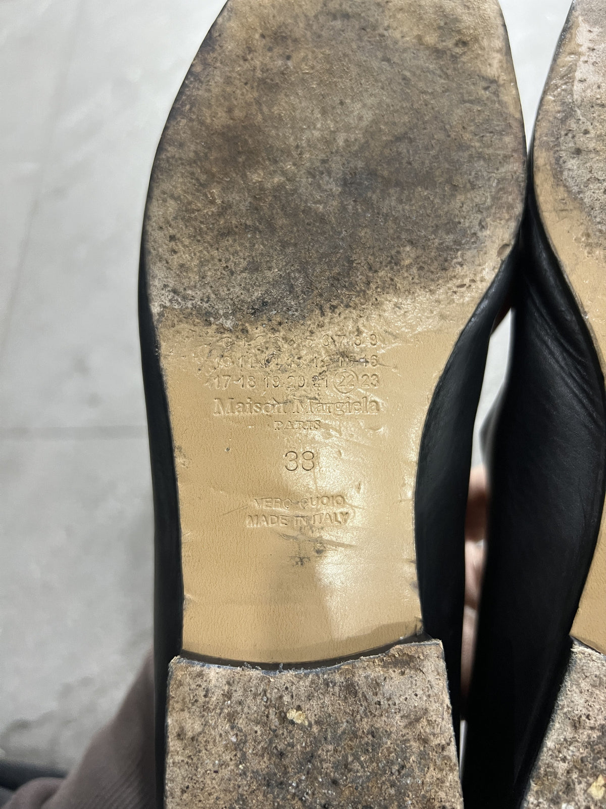 Maison Margiela 22 Black Leather Mary Jane Flats Pointed Toe