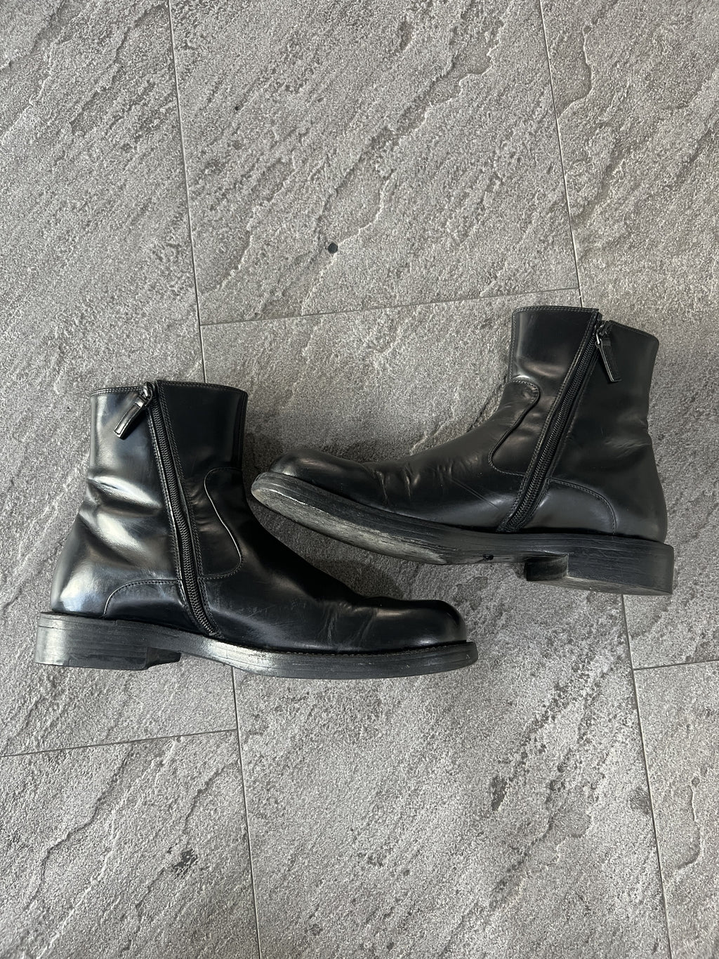 Balenciaga Leather Zip Boots Black EU41 Made Italy
