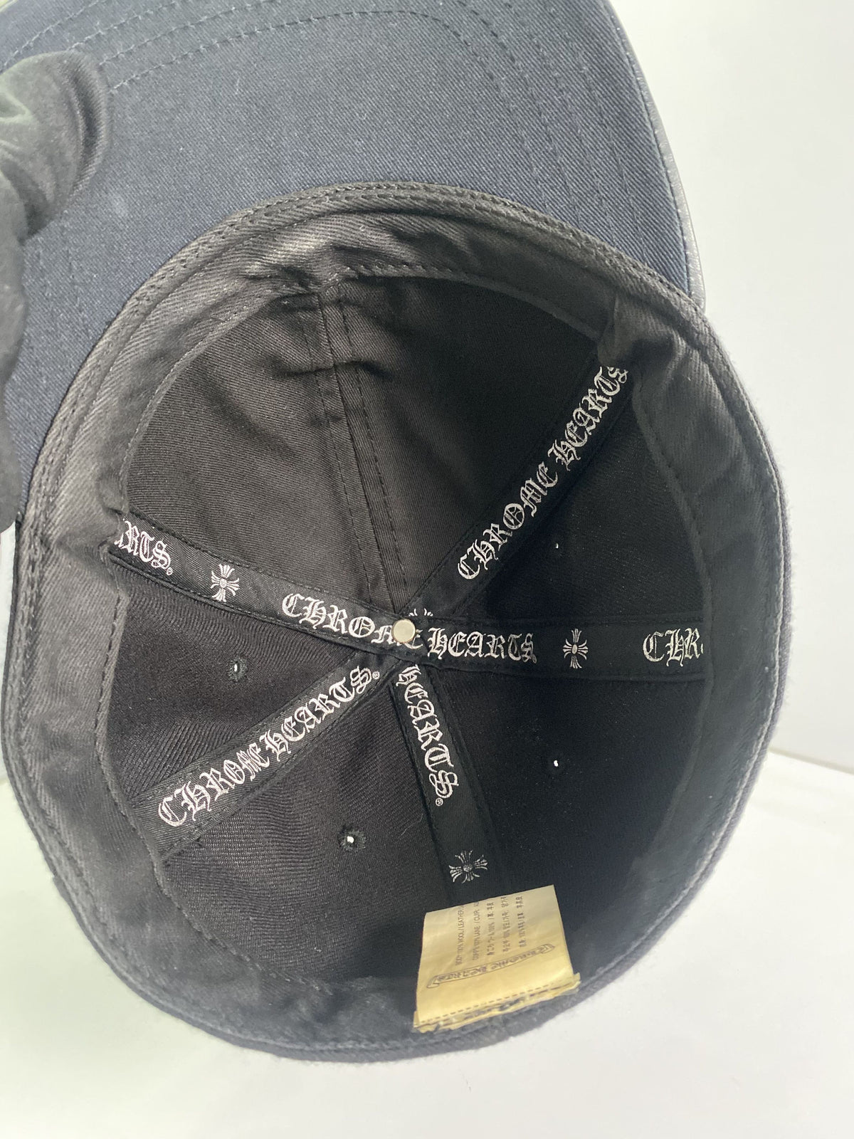 Chrome Hearts Black CH Monogram Leather Brim Fitted Cap