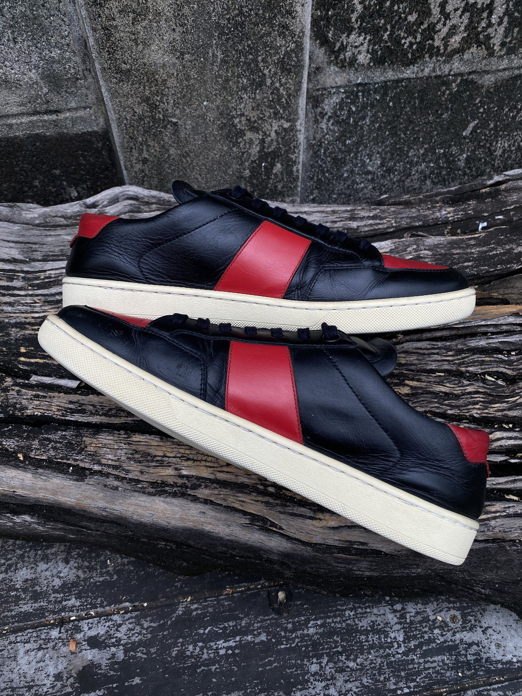 Saint Laurent Black Red Leather Sneakers EU 40