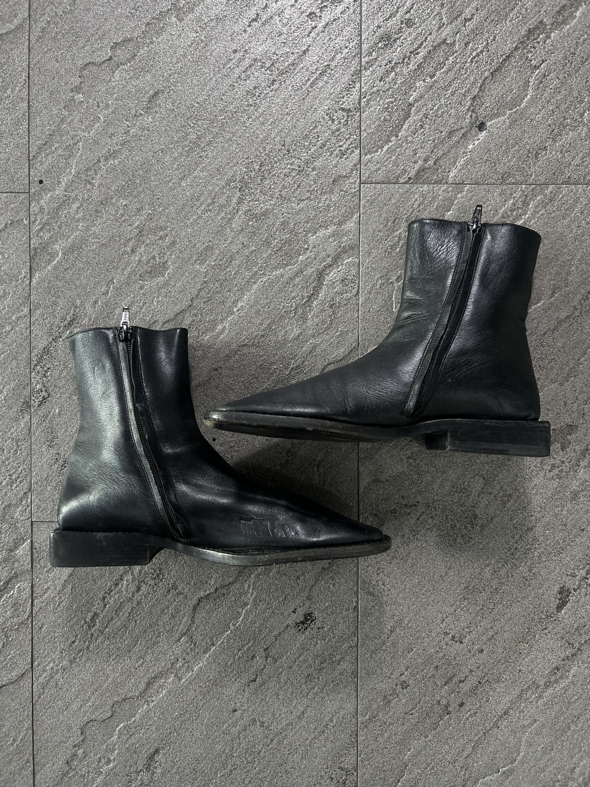 Balenciaga Square Toe Zip Leather Boots EU38 Italy