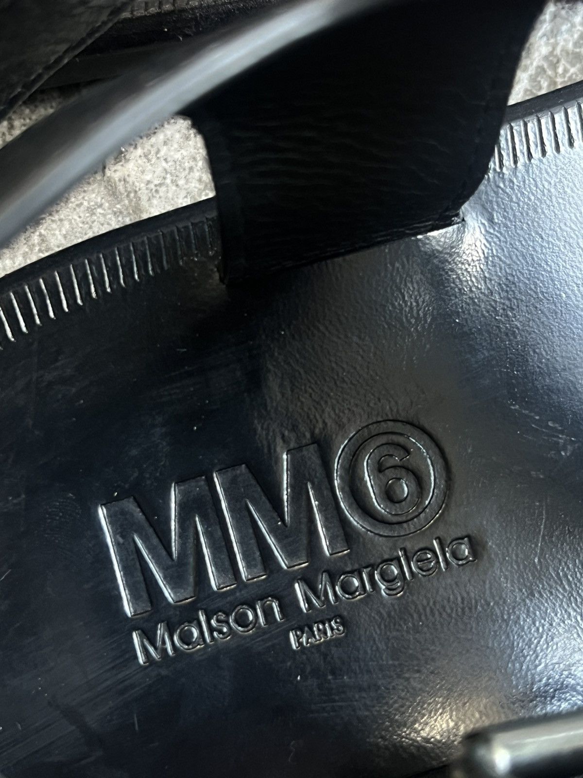 MM6 Maison Margiela Clear PVC Sandals Black Leather Strap