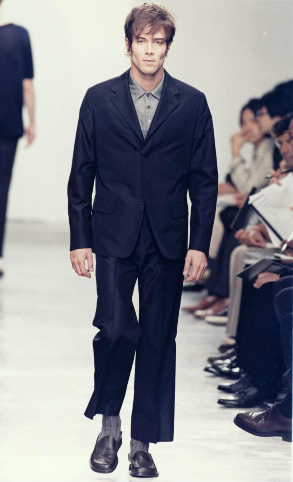 Prada RUNWAY Square-Toe Leather Mule Loafers Black