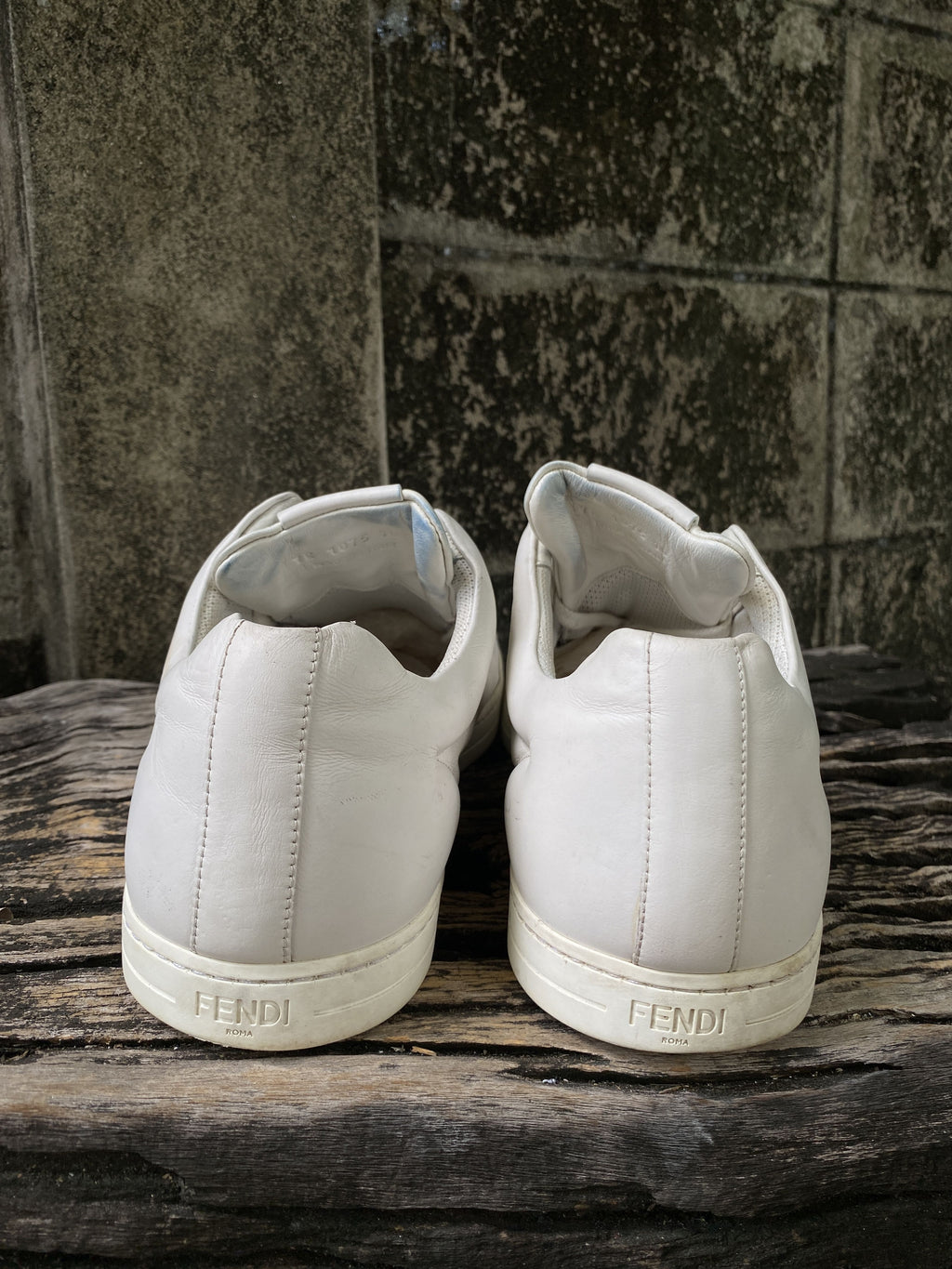 Fendi White Leather Bag Bugs Sneakers
