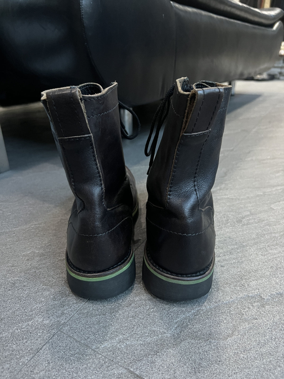 Dirk Bikkembergs Leather Combat Boots Green Sole EU 41