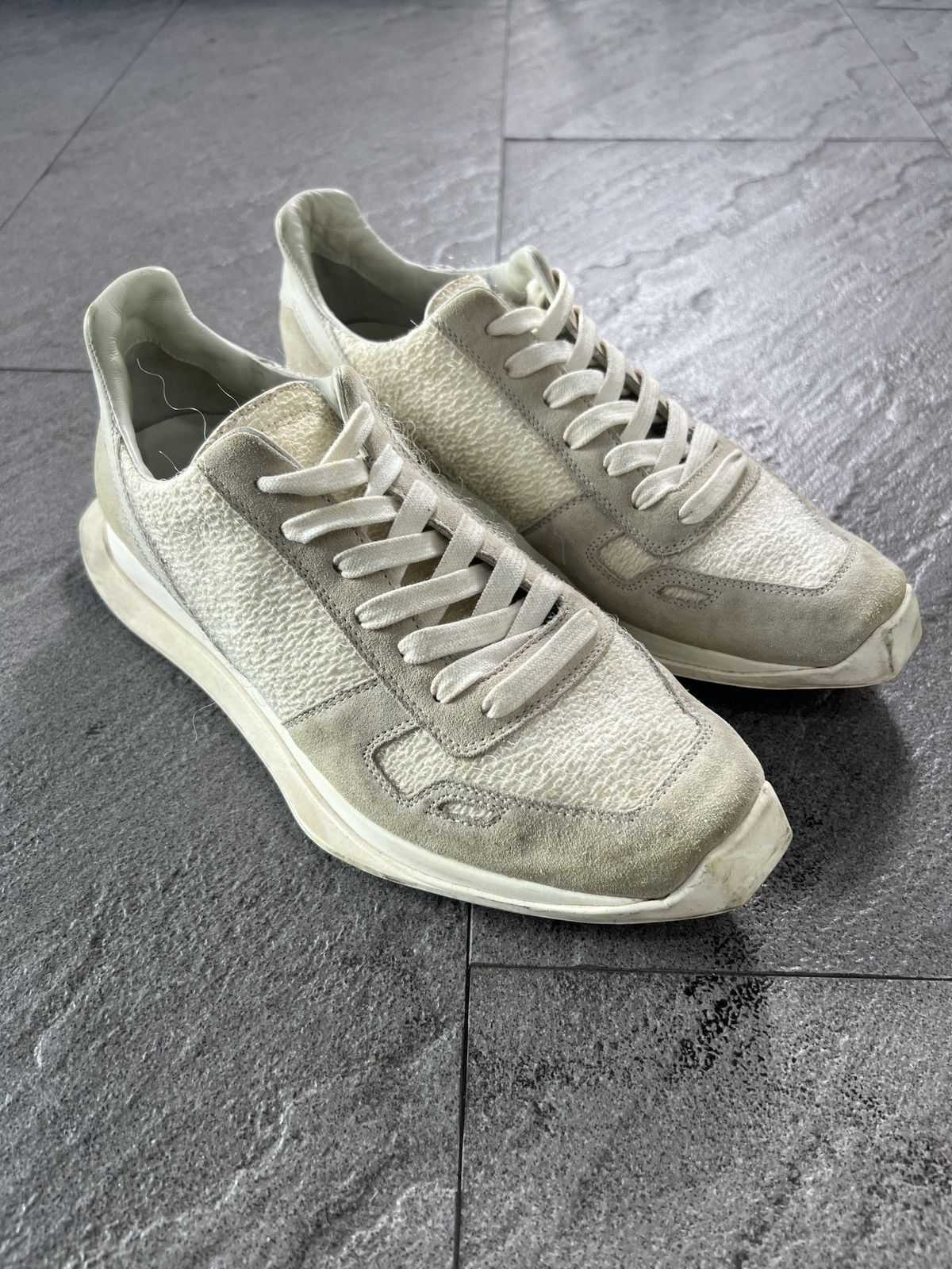 Rick Owens Runner Low Cream Tech Sneaker EU39