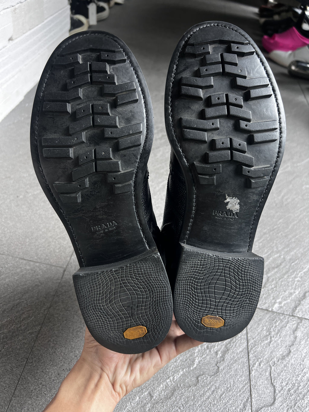 Prada Full Brogue Leather Boots Size 7