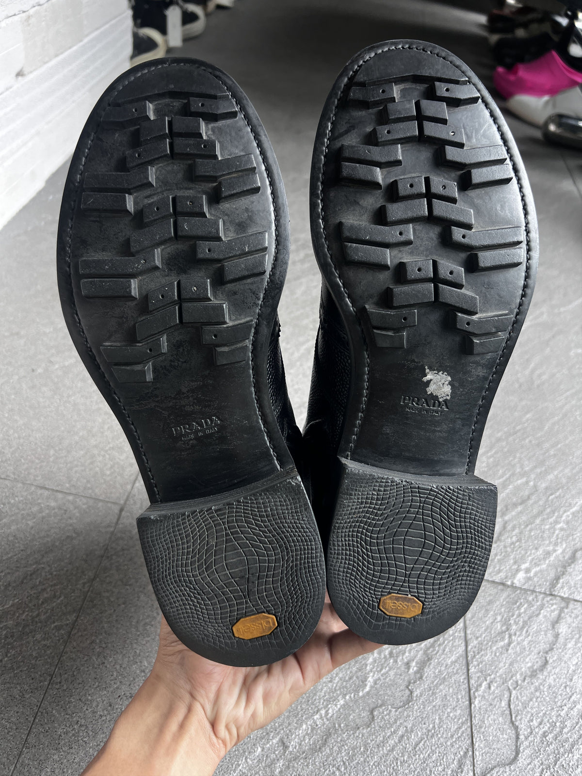 Prada Full Brogue Leather Boots Size 7