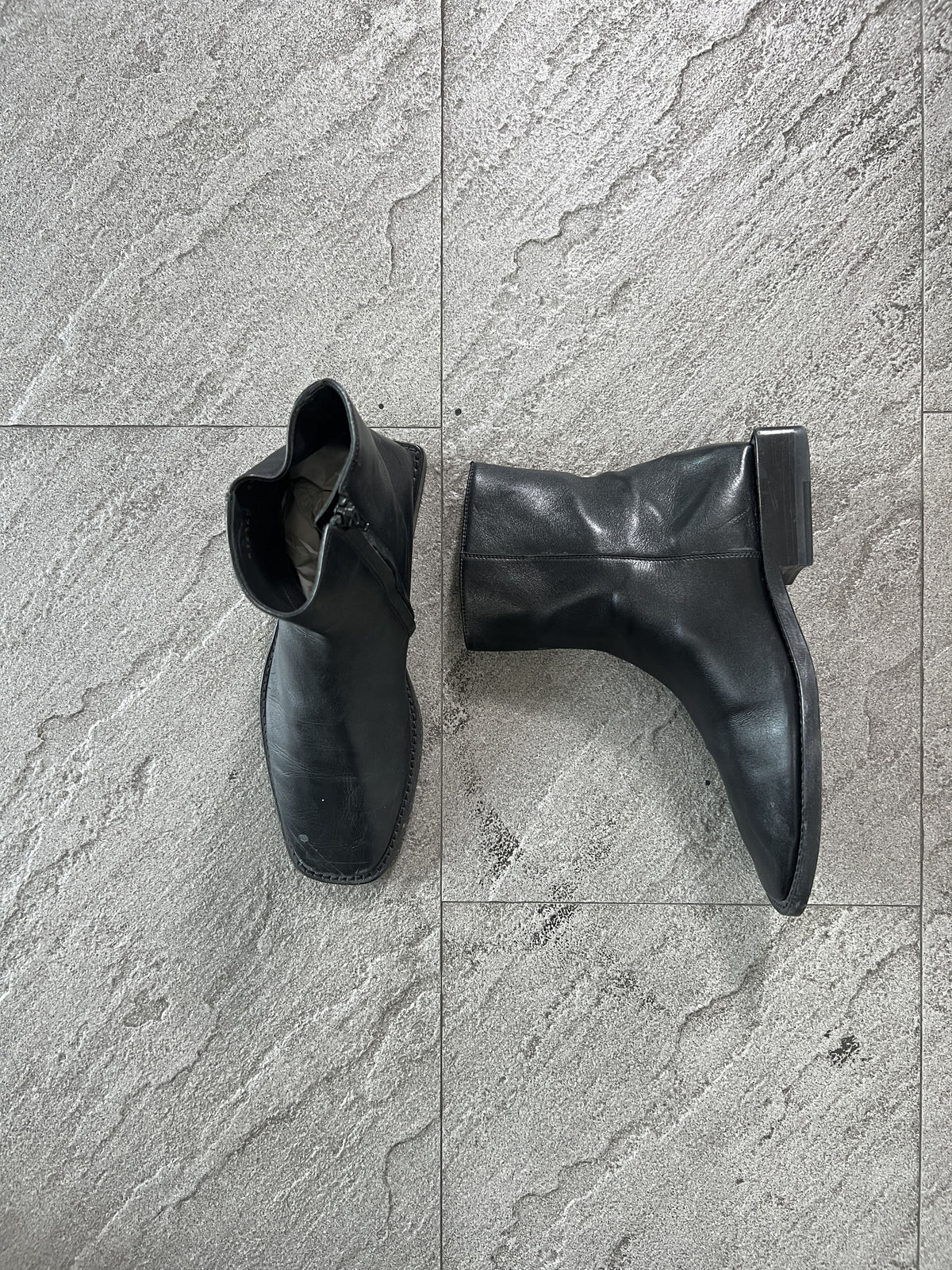 Balenciaga BB Heel Logo Leather Zip Ankle Boots 37.5