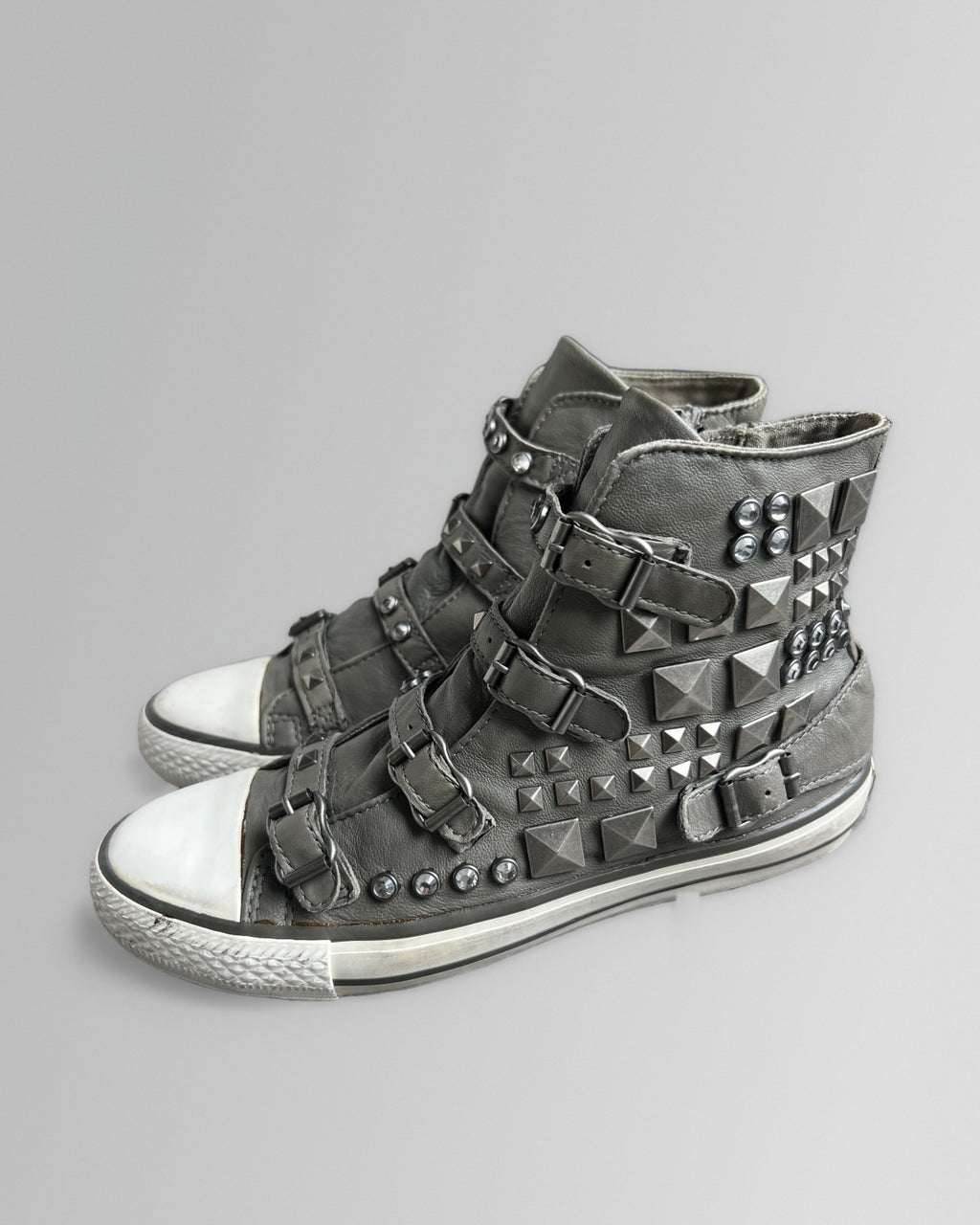 ASH Studded Buckle Leather High Top Sneakers EU38