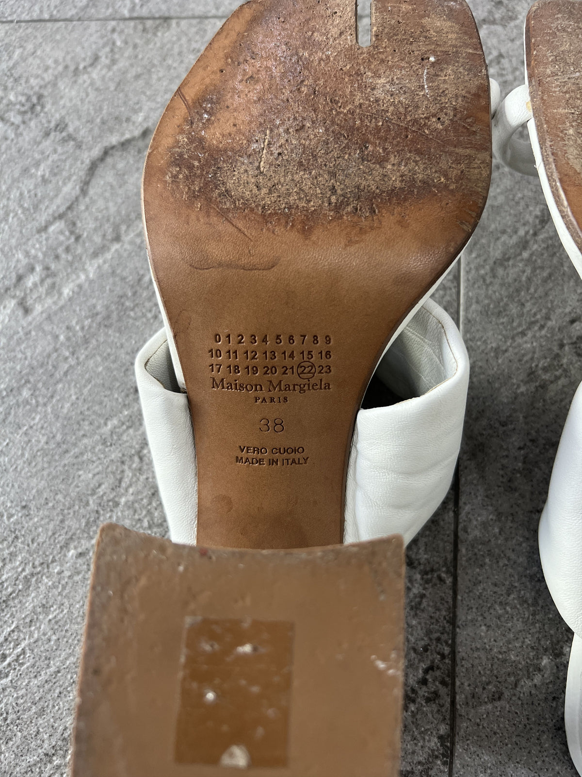 Maison Margiela Tabi White Leather Heel Sandals Size 38