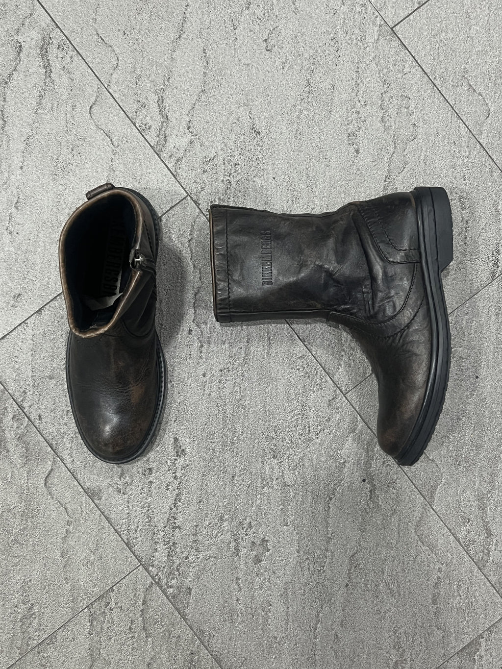 Dirk Bikkembergs Distressed Leather Zip Boots Dark Brown 43