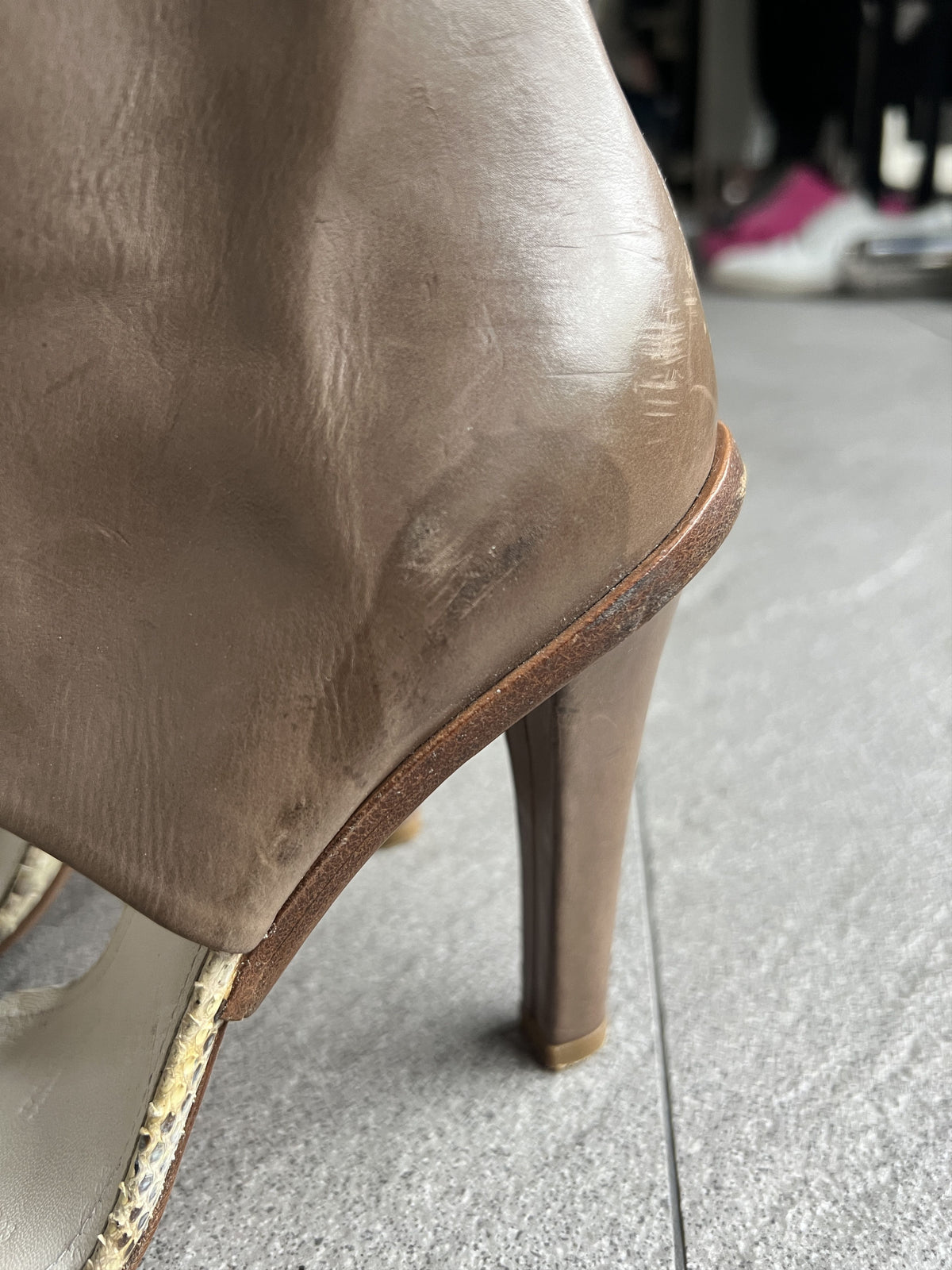 Maison Margiela Snakeskin Open-Toe Ankle Boots 40