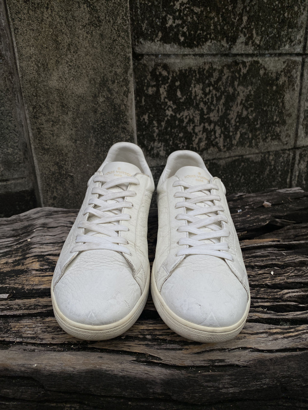 Louis Vuitton White Monogram-Toe Sneakers Size UK9 US10