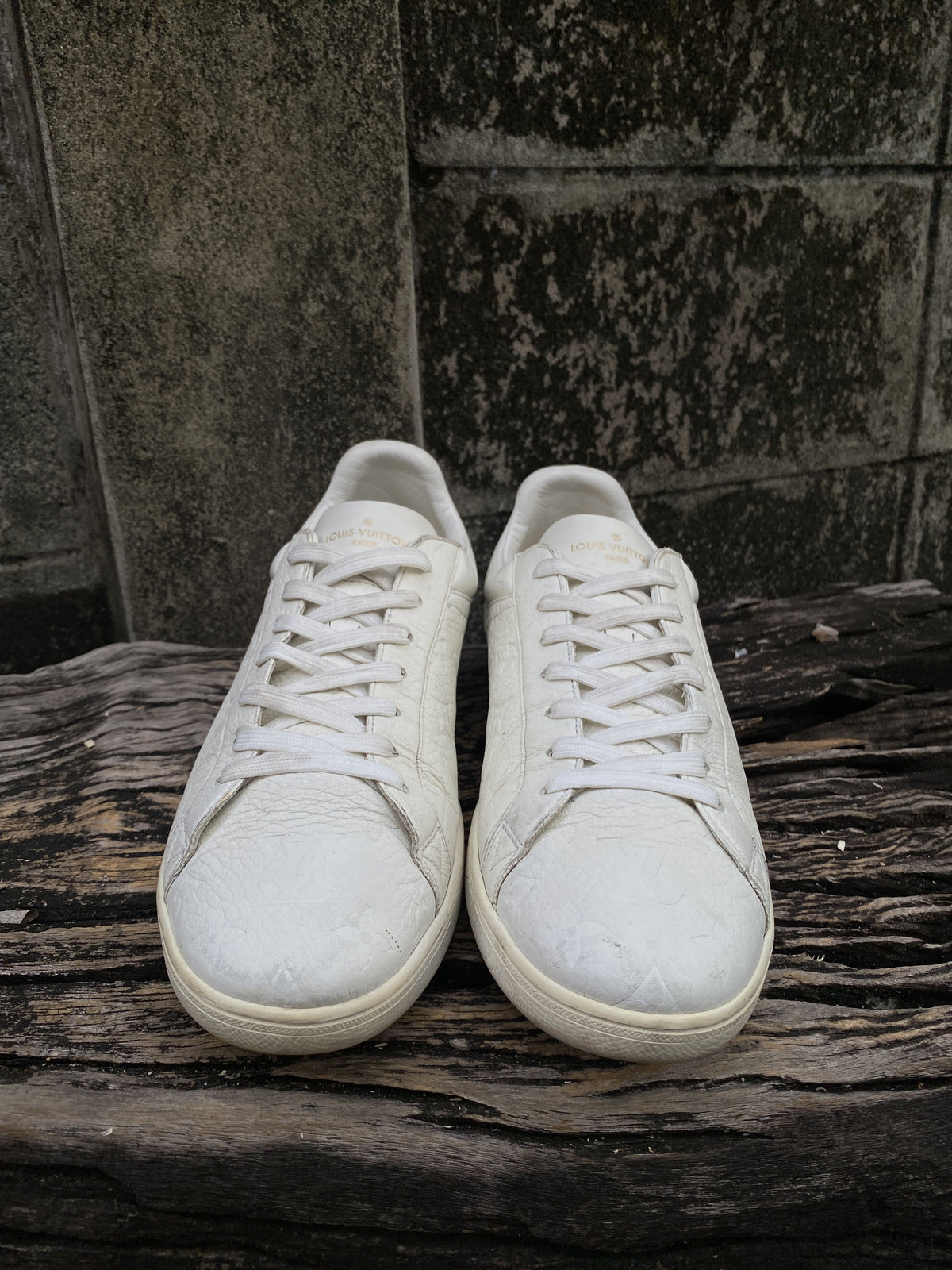 Louis Vuitton White Monogram-Toe Sneakers Size UK9 US10