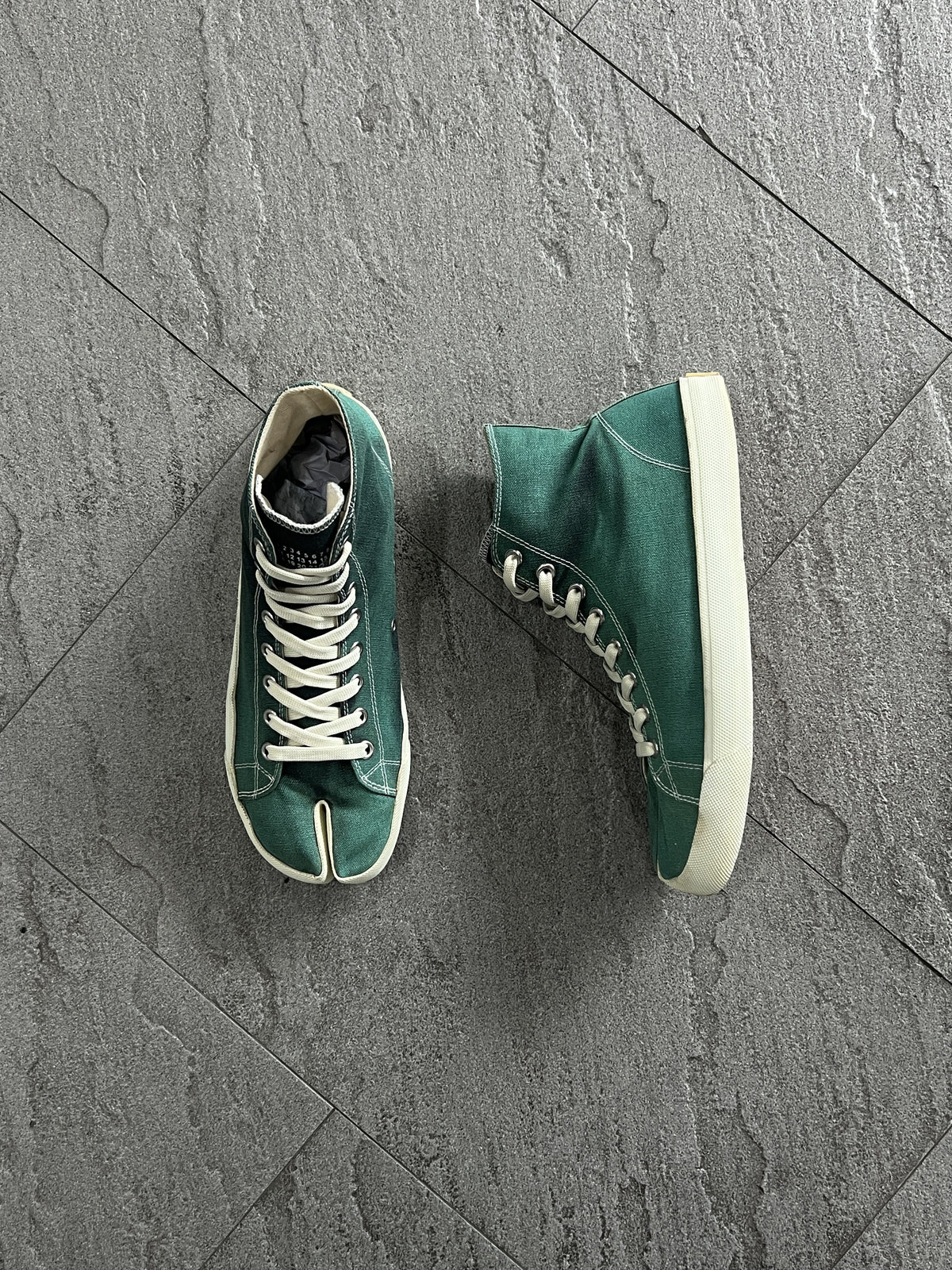 Maison Margiela Tabi Canvas High Sneakers Green / White 43