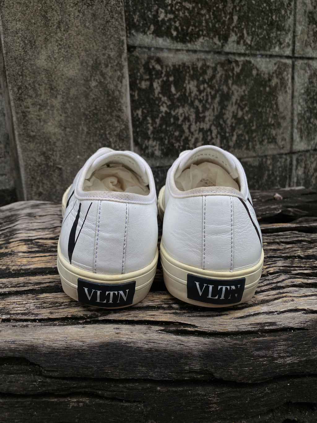 Valentino White Leather Rubber-Toe Sneakers 41