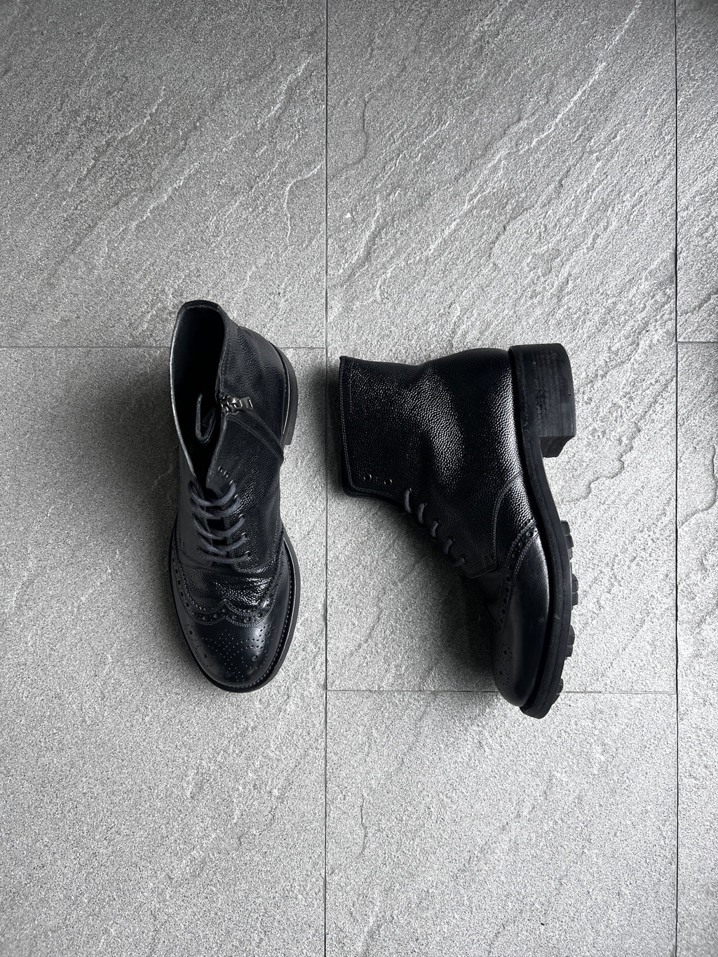 Prada Full Brogue Leather Boots Size 7