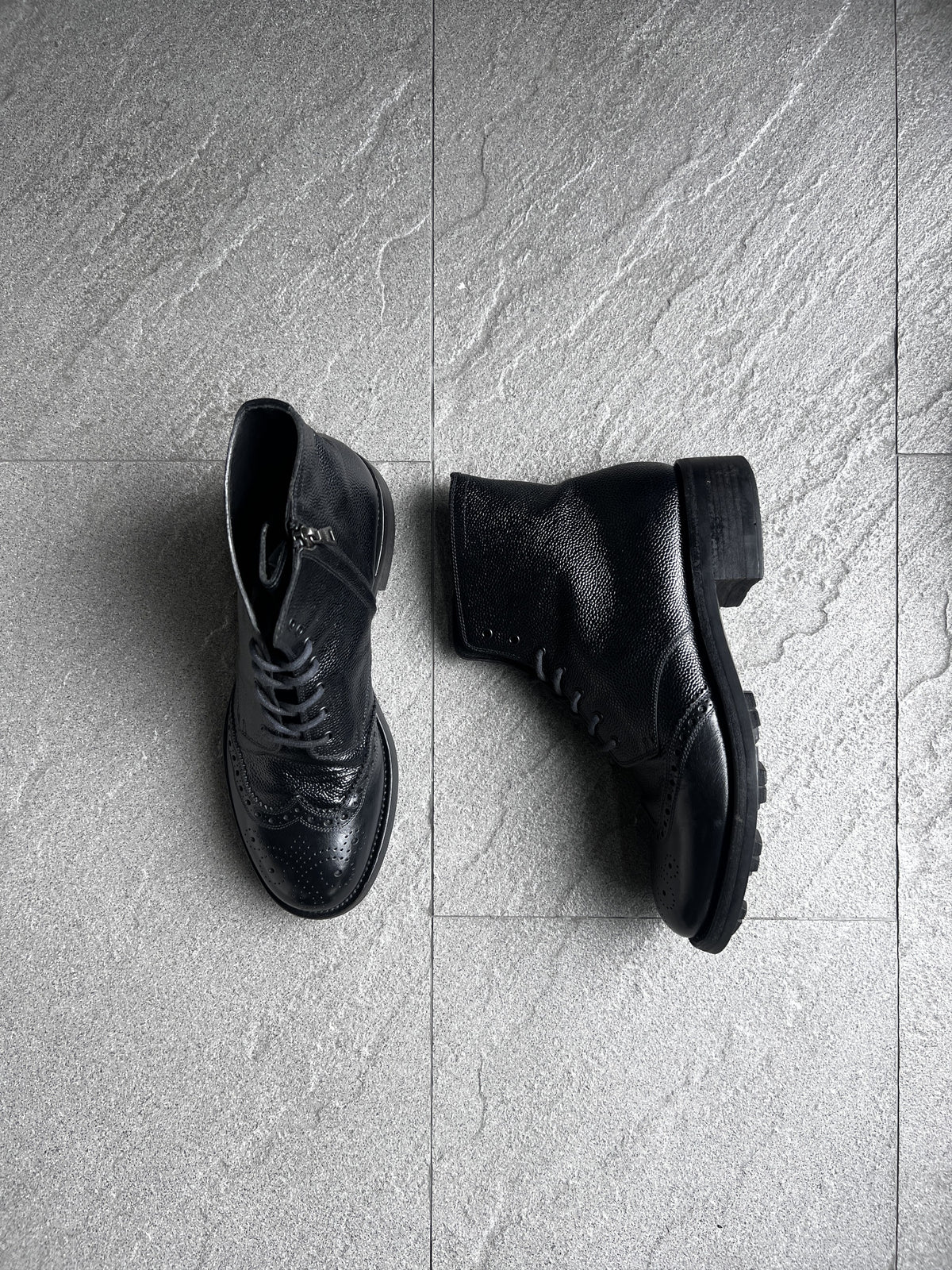 Prada Full Brogue Leather Boots Size 7
