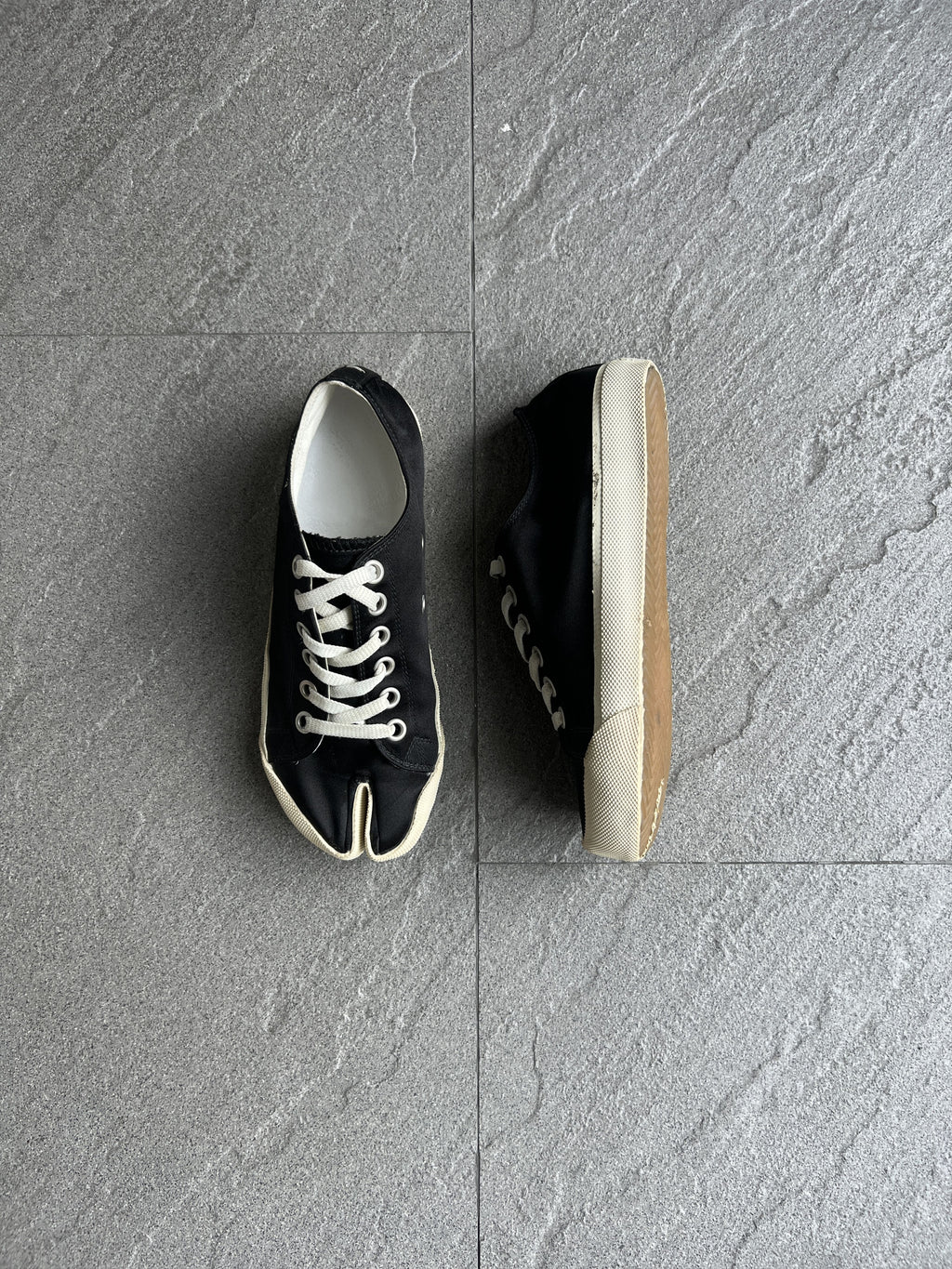 Maison Margiela Black Canvas Tabi Sneakers Size 37
