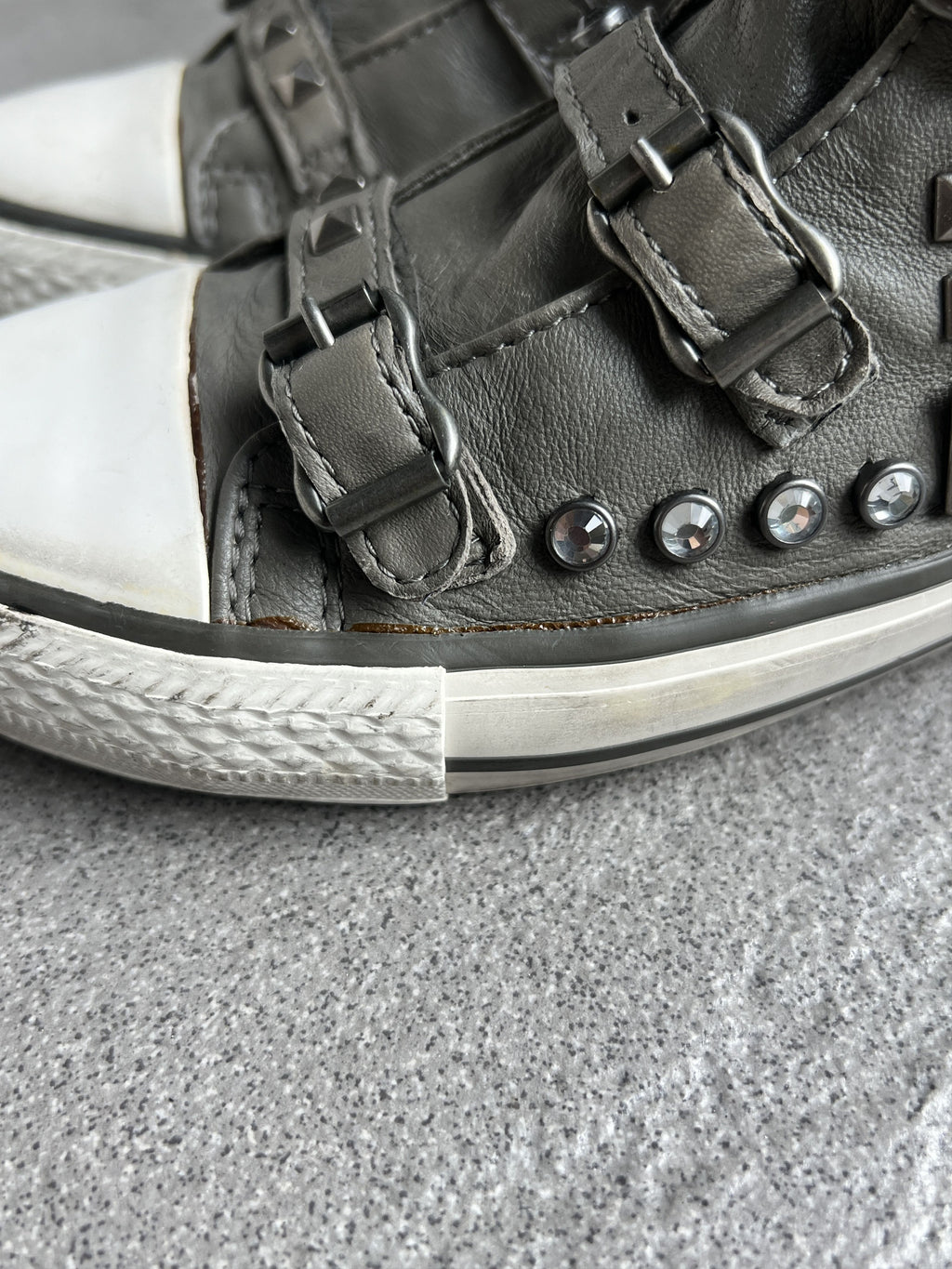 ASH Studded Buckle Leather High Top Sneakers EU38