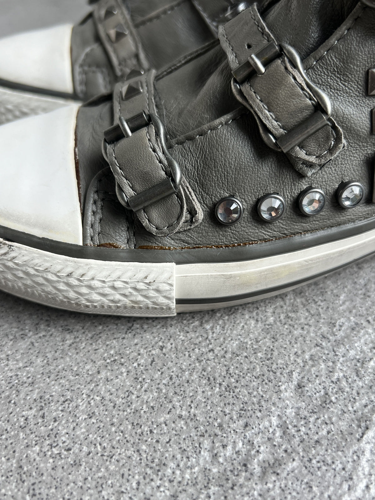 ASH Studded Buckle Leather High Top Sneakers EU38