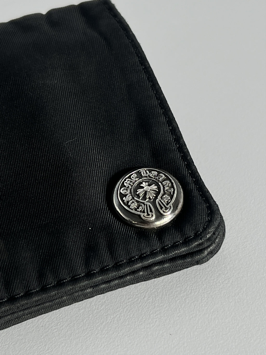 Chrome Hearts 1 Zip Nylon Snap Wallet Cross Button Black