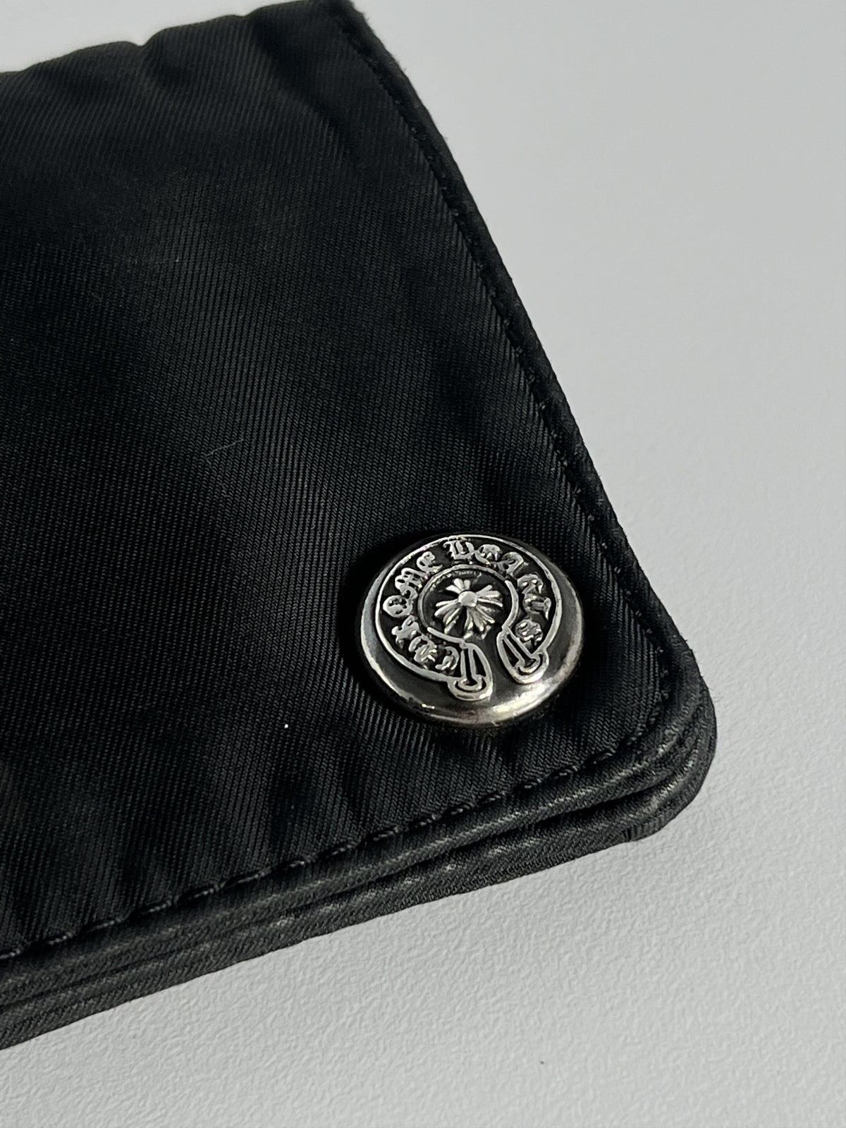 Chrome Hearts 1 Zip Nylon Snap Wallet Cross Button Black