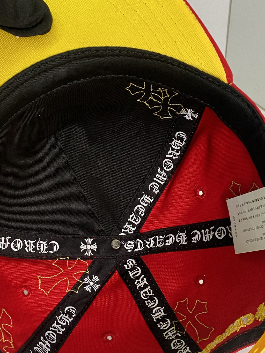 Chrome Hearts Red Yellow Multi Cross Patches Snapback Cap