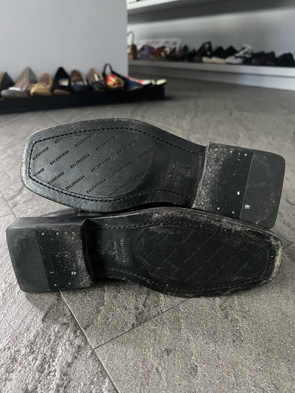 Balenciaga Square Toe Zip Leather Boots EU38 Italy
