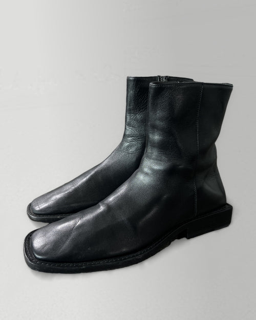 Balenciaga BB Heel Logo Leather Zip Ankle Boots 37.5