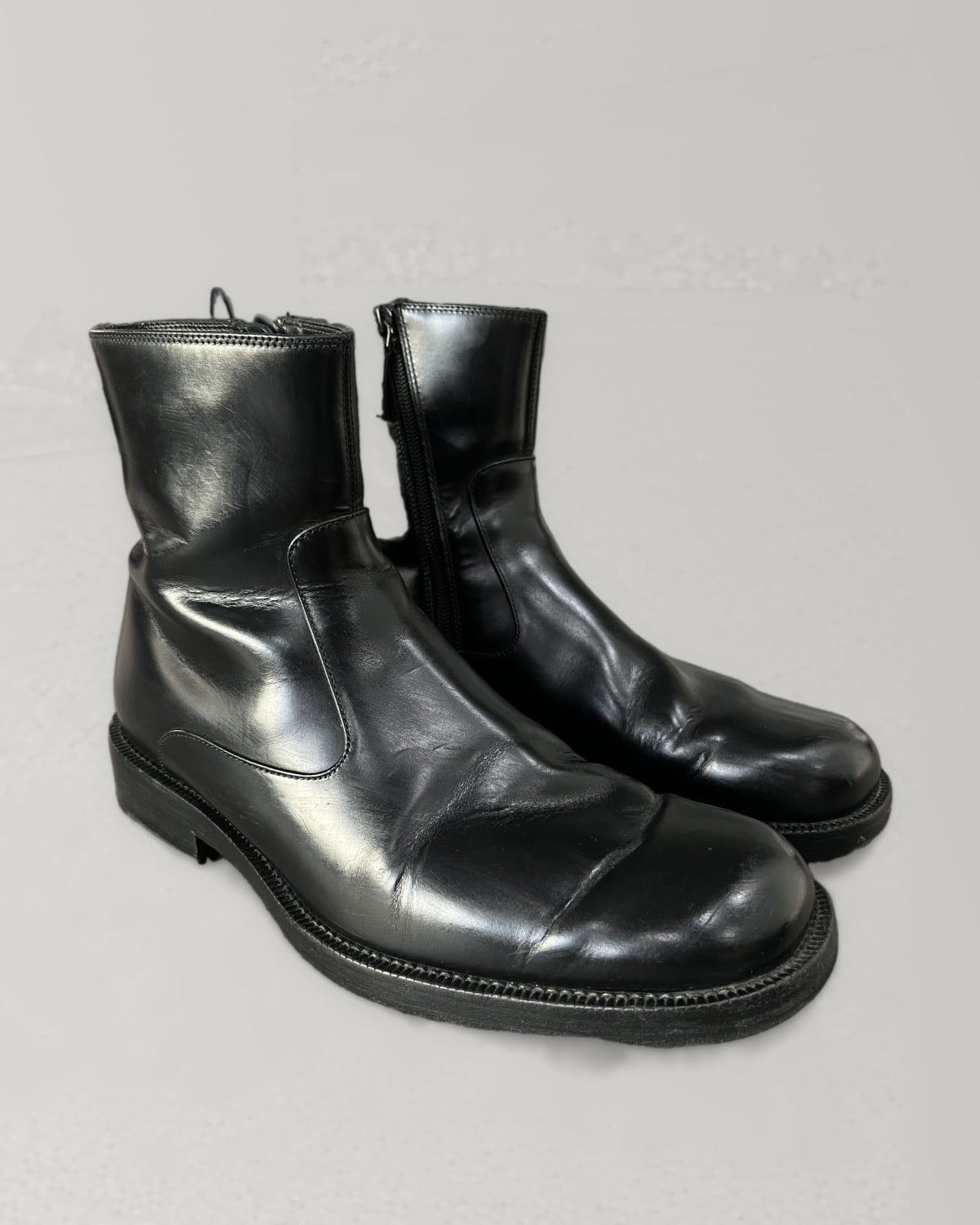 Balenciaga Leather Zip Boots Black EU41 Made Italy