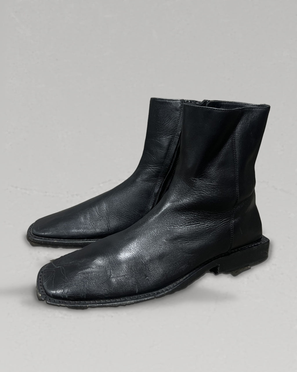 Balenciaga Square Toe Zip Leather Boots EU38 Italy