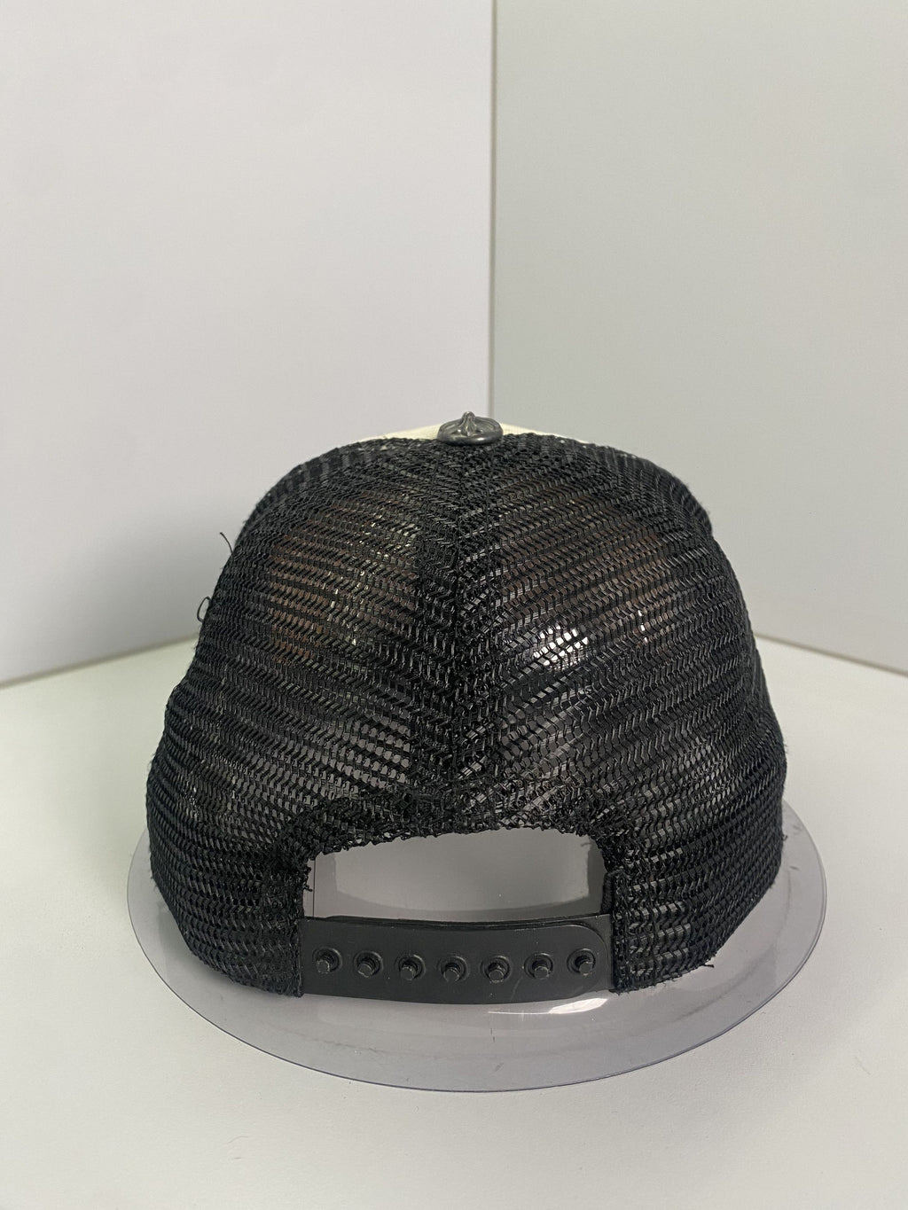 Chrome Hearts FUCK Hollywood Black Cream Trucker Hat