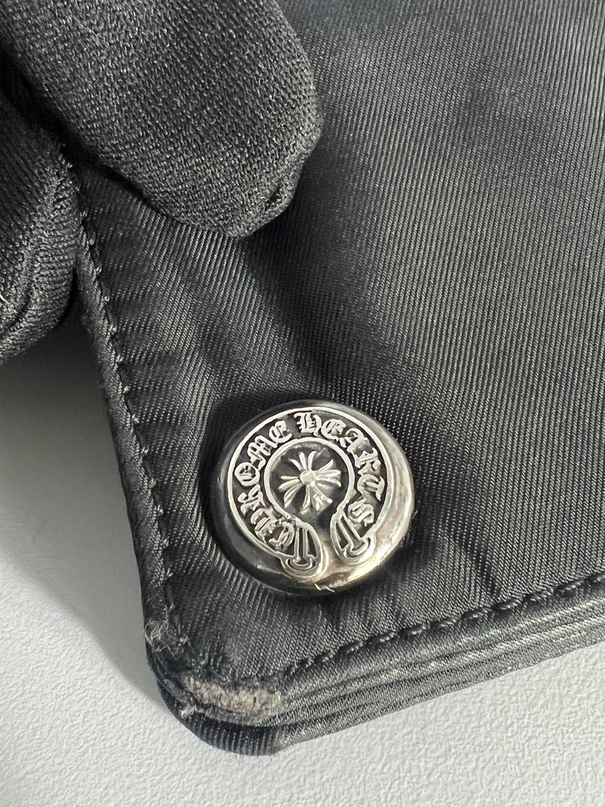 Chrome Hearts 1 Zip Nylon Snap Wallet Cross Button Black