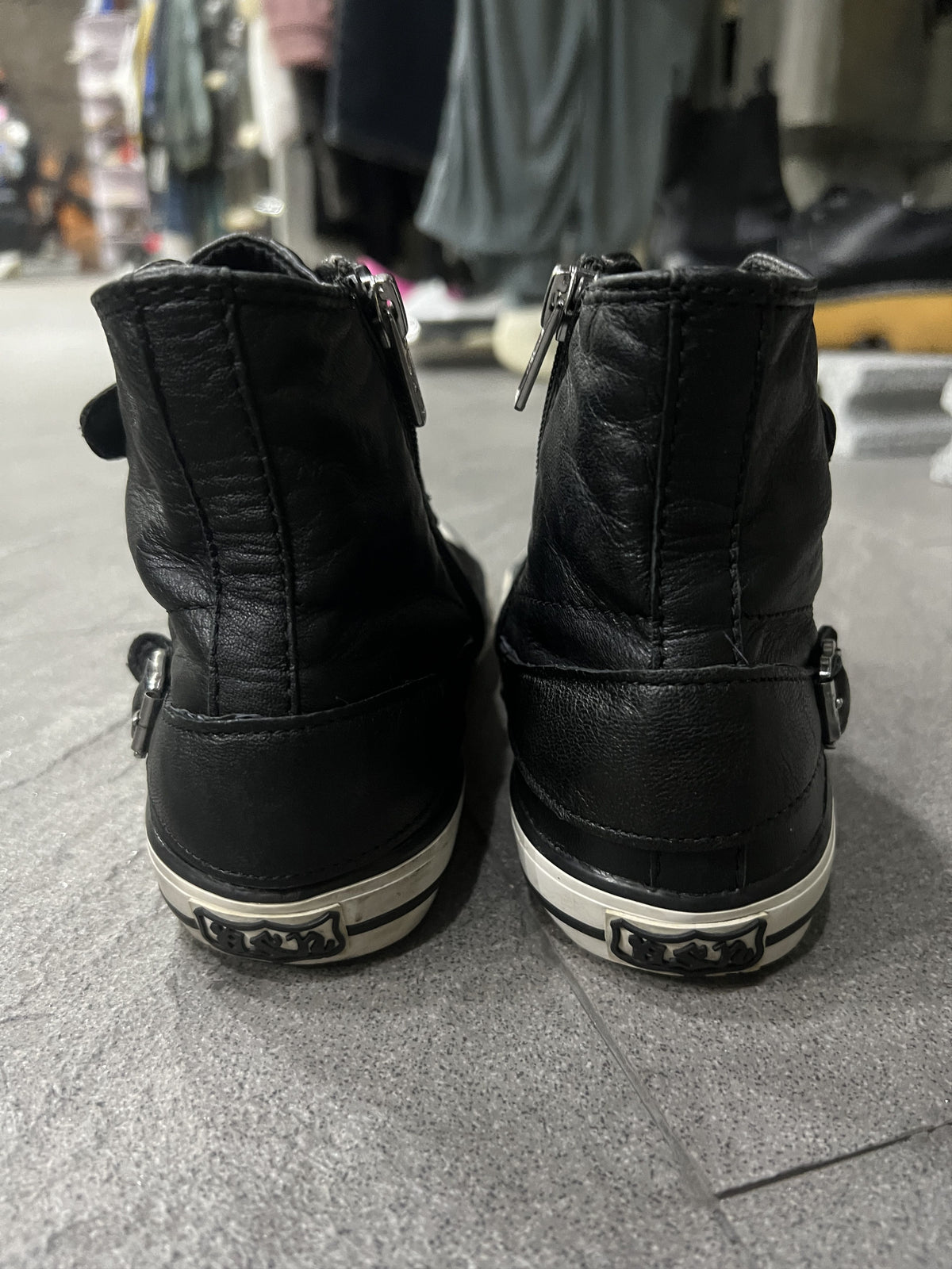 ASH Virgin Leather Multi Buckle High Top Sneakers EU37
